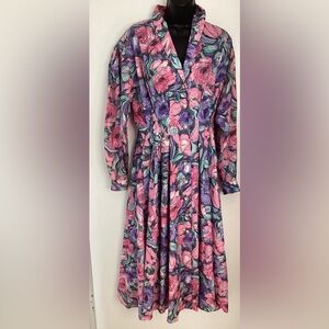 Vintage Elegant Floral Long Sleeve Dress 12